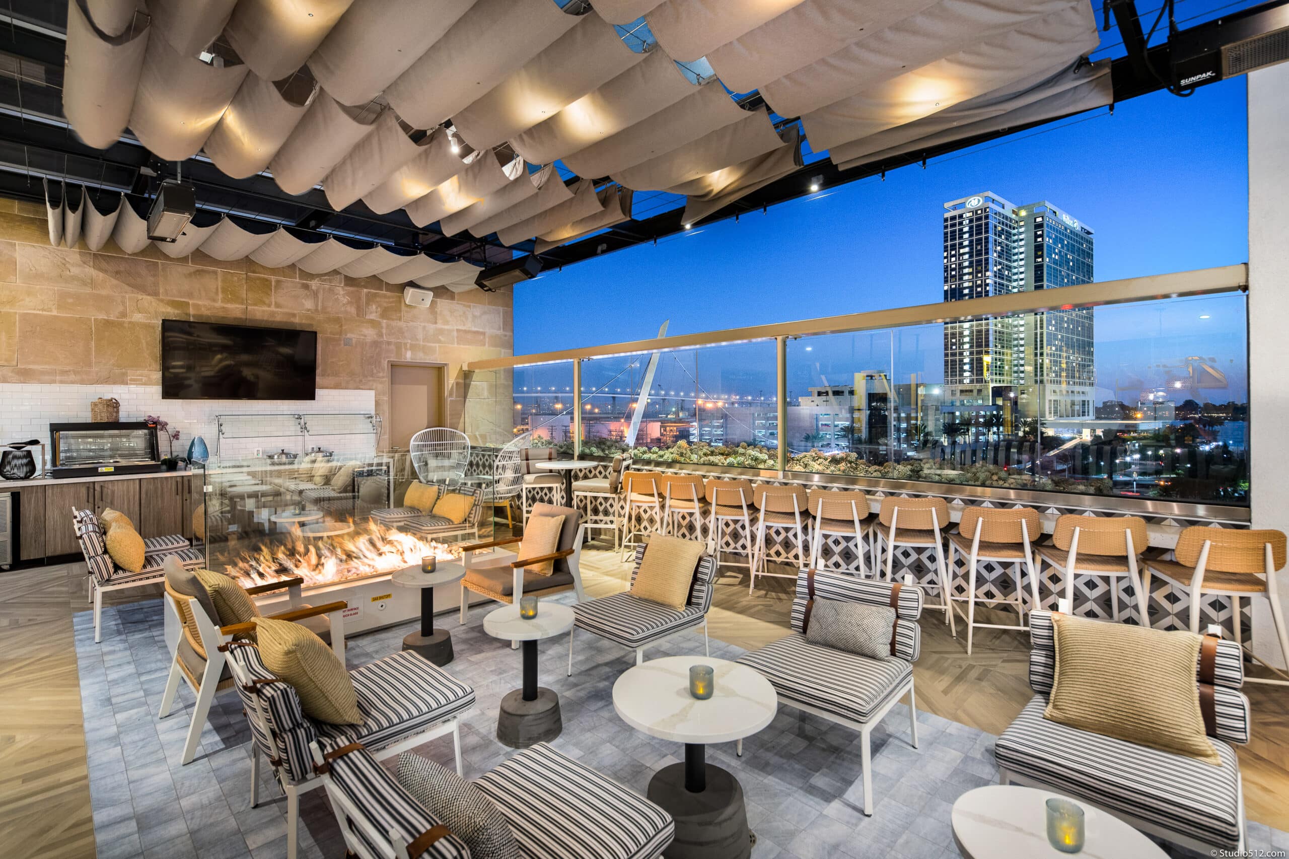 Carrier Johnson + Culture Coronado club at Petco Park night time shot